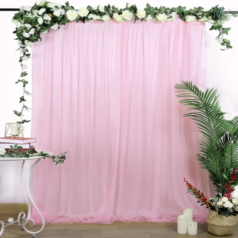 B.Cool Pink Tulle Backdrop 5ftx7ft Backdrop Curtains for Baby Shower Baby Shower Sheer Curtain Birthday Party Satin Wedding Drapes Easter Decoration - Image 5